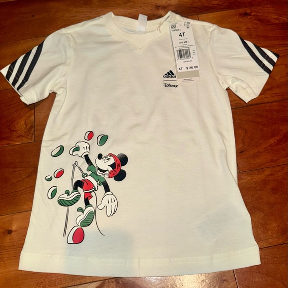 NWT Mickey Mouse Adidas Kids Cream Tee - Picture 5 of 5